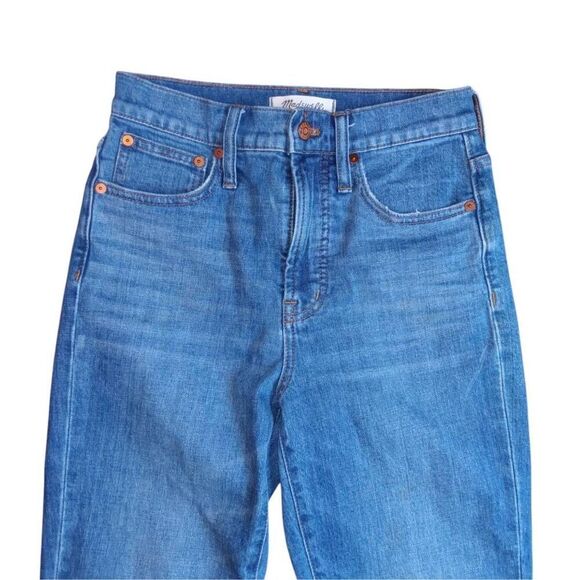 Perfect Vintage Crop Jeans Sz 25 Madewell Blue Stretch Denim High Rise Blue - Picture 2 of 9